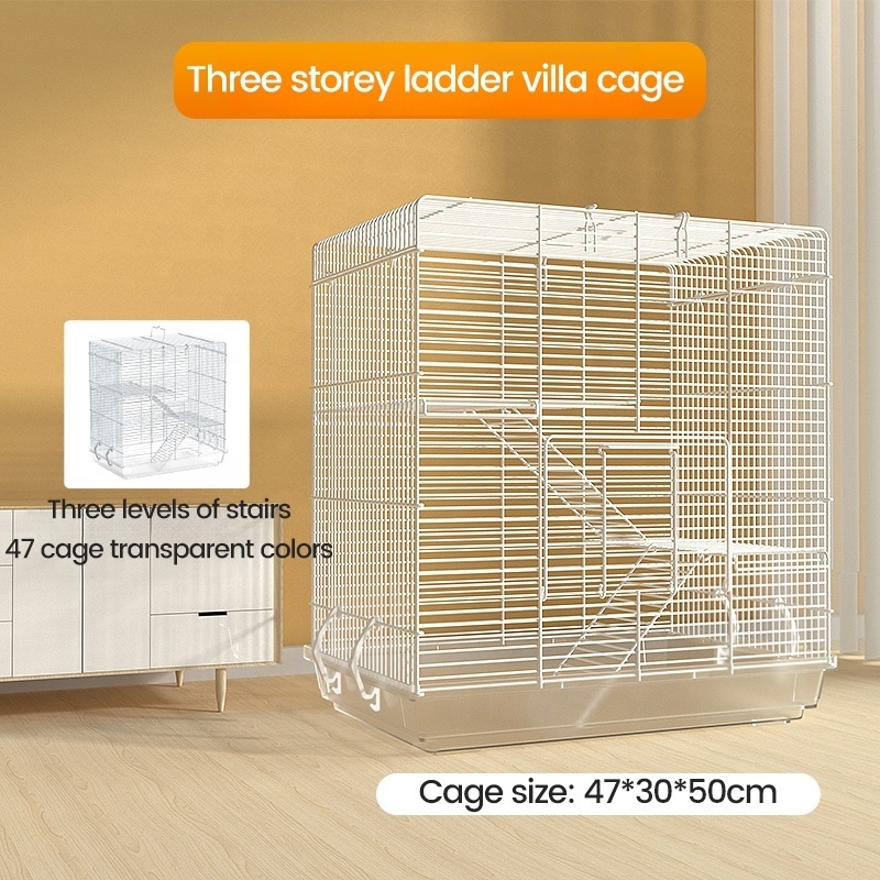 Large Space 3 Layers Metal Plastic Guinea Pig Cage 47*30*50cm Carno Big See Through Hamster Cage