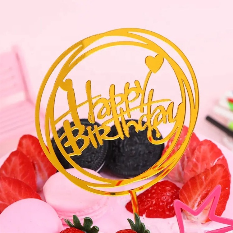 Wholesale Happy Birthday Acrylic Cake Topper for Wedding Party Cake Decoration Toppers Baking Supplies