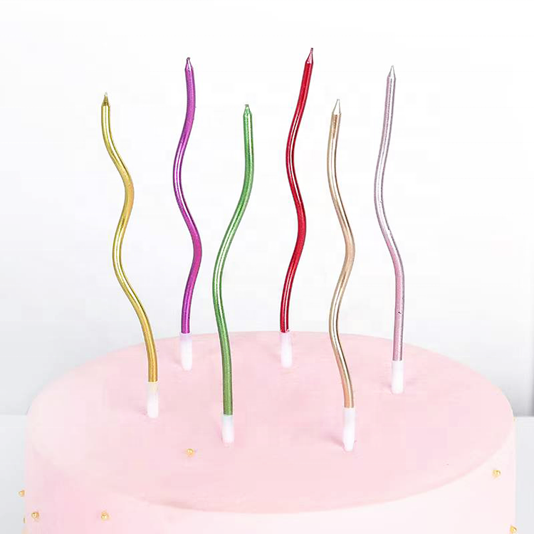 Wholesale Exquisite Gold-plated Curve Spiral Colorful Birthday Cake Candle