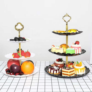 Popular 3 Tier Plastic Cupcake Stand for Wedding Birthday Party Decorating Cake Dessert Display Stands