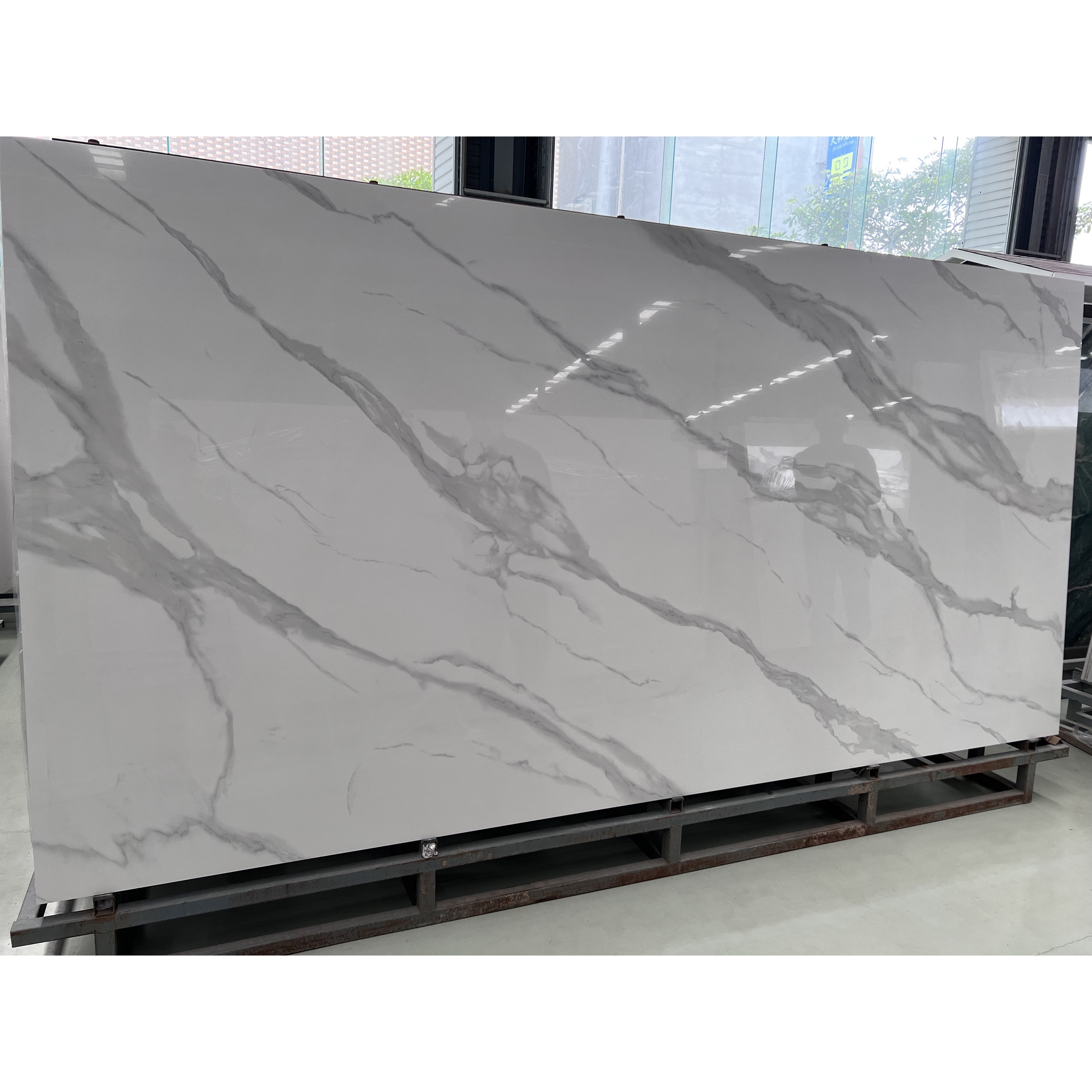 Pure White Sintered Stone Slabs Artificial Glossy Floor Tiles 3200*1600mm Marble Porcelain Wall Stone Panel