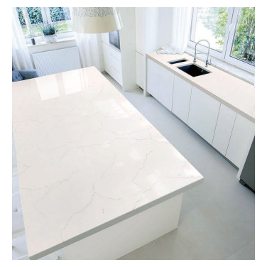 2cm 3cm Thickness White Calacatta Quartz Slabs with Veins Made in Vietnam Factory for Countertops of Kitchens and Dinning Tables