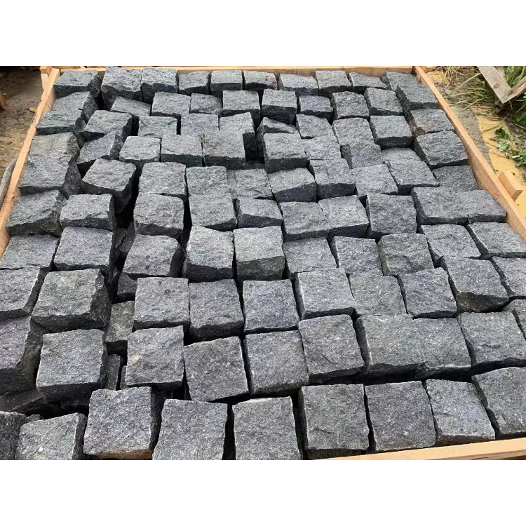 Palisaden Raw Block Absolute Black Cube Grey 10x10x10 Granit Palisade Cobble Stone Pavers Granite