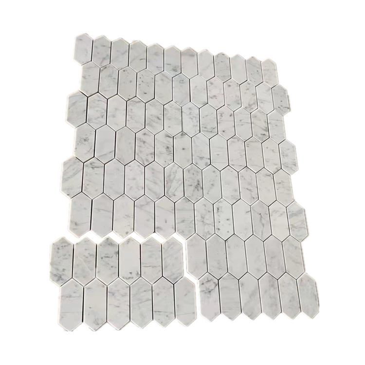 Carrara White Marble Color Sliced Marble Stone Tile Hexagon Mosaic for Backsplash and Garden Flooring