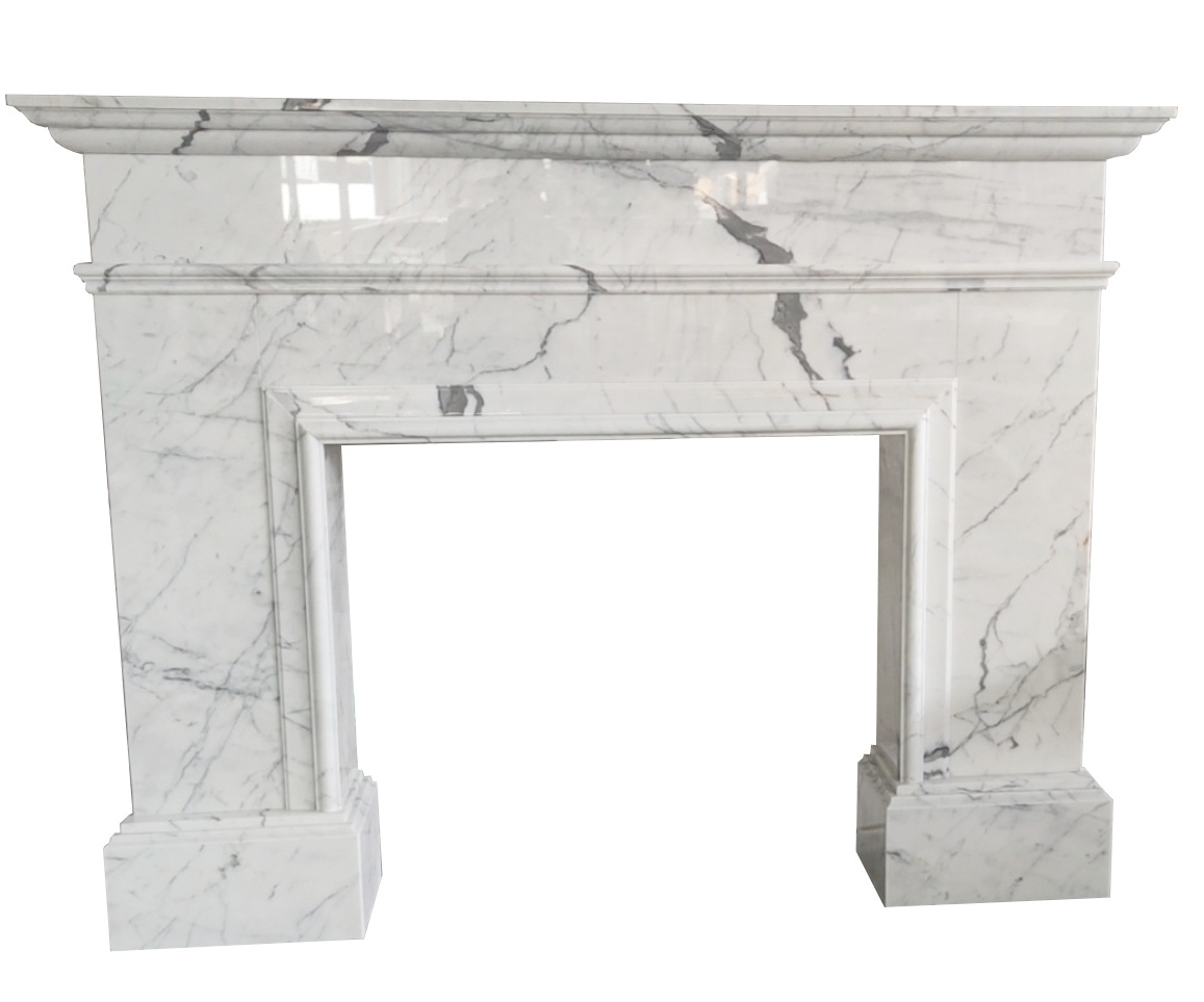 Calacatta White Marble Fireplace Mantel Decorative Home Marble Mantle Surround For Sale