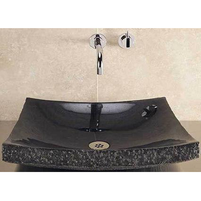 Granit Sink Granite Wash Hand Basin Popular Design Natural for Bathroom Black Modern Marble Countertop Sinks 3 Years Wanli Stone