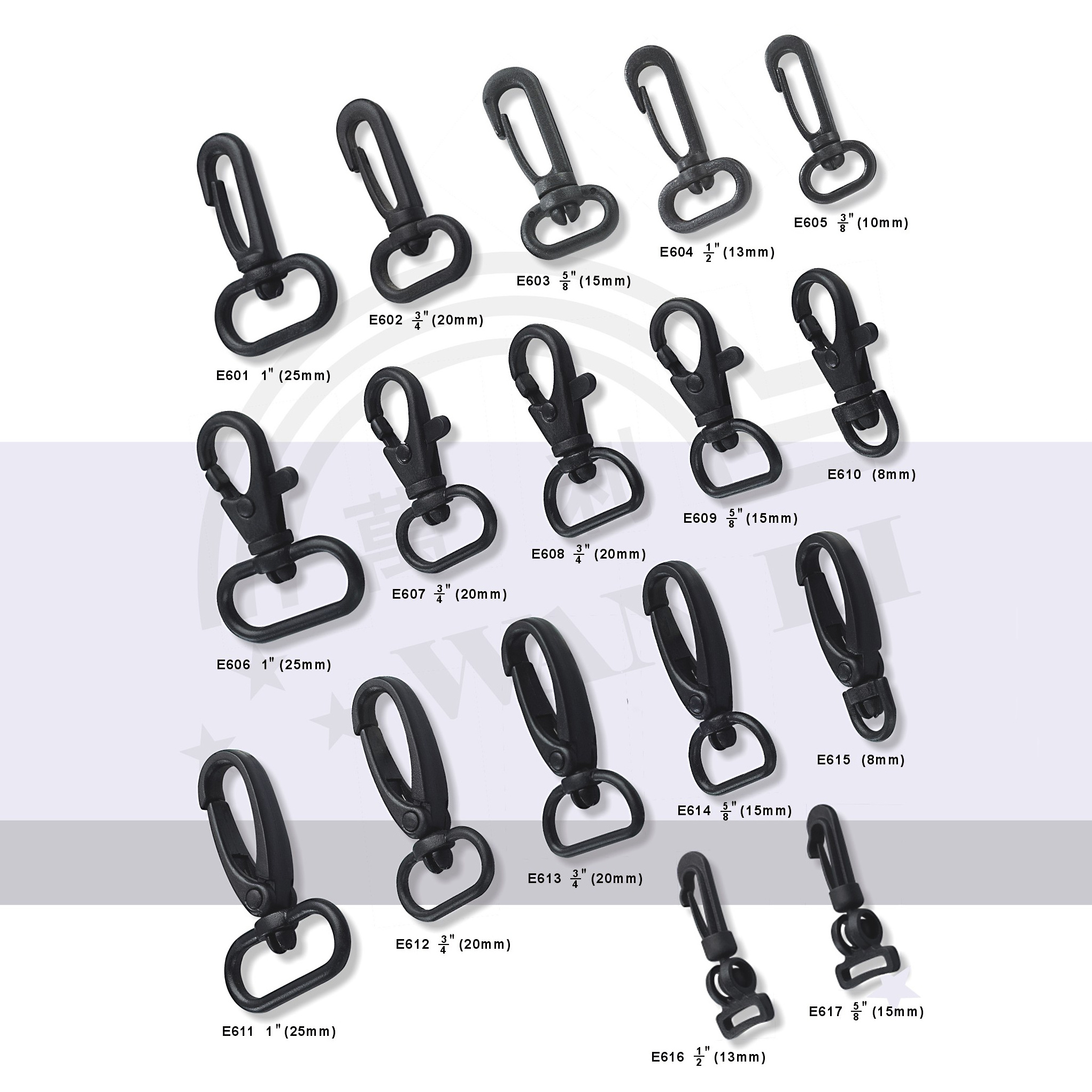 Plastic g hook buckle 15mm 20mm 25mm 30mm 38mm 50mm swivel hooks for bags metal