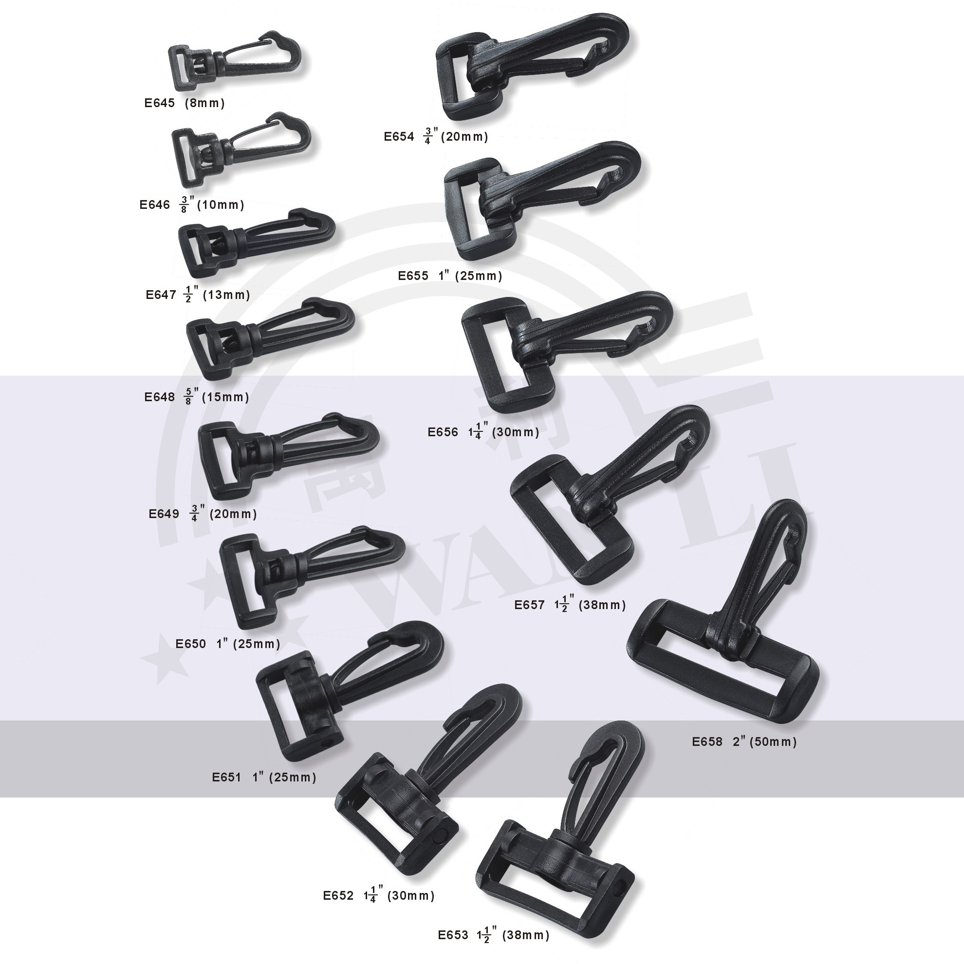 Plastic g hook buckle 15mm 20mm 25mm 30mm 38mm 50mm swivel hooks for bags metal