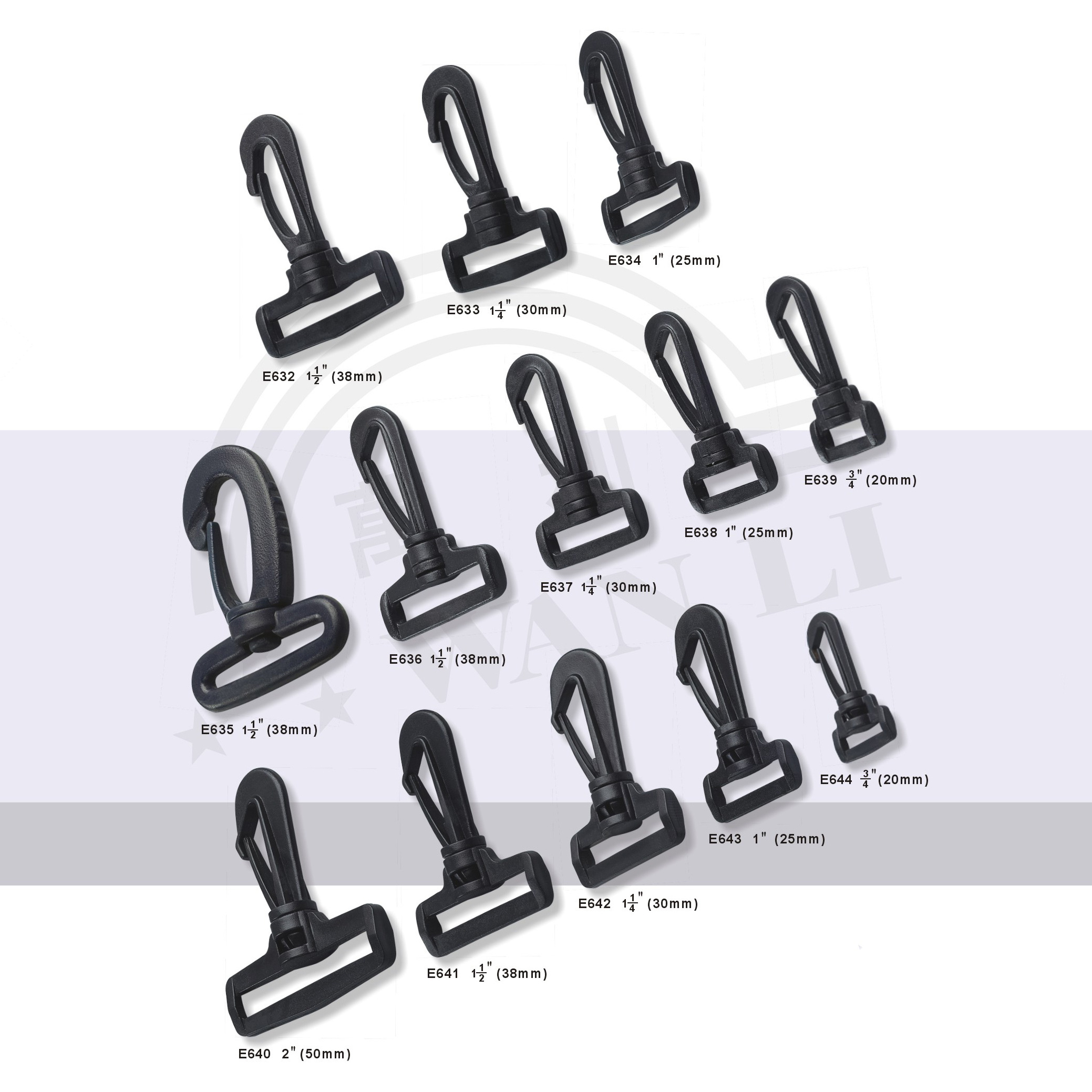 Plastic g hook buckle 15mm 20mm 25mm 30mm 38mm 50mm swivel hooks for bags metal