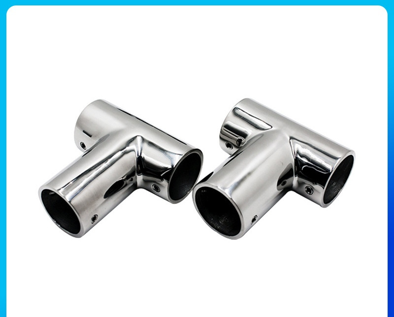 316 Stainless Steel Pipe Connector Handrail Fitting Stanchion Marine Hardware Base Hand Rail Flush Joiner Tee