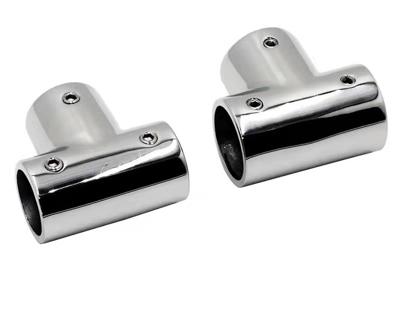 316 Stainless Steel Pipe Connector Handrail Fitting Stanchion Marine Hardware Base Hand Rail Flush Joiner Tee