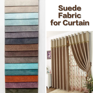 Anti UV foliage Windproof Manufacturer Blackout thin curtain textile material cloth Suede fabric for curtain