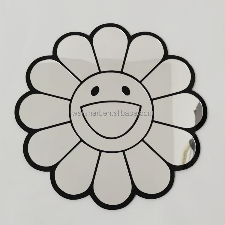 Customized Sunflower Mirror Acrylic Logo Printed Acrylic Mirror Decor Wall Sticker Adhesive