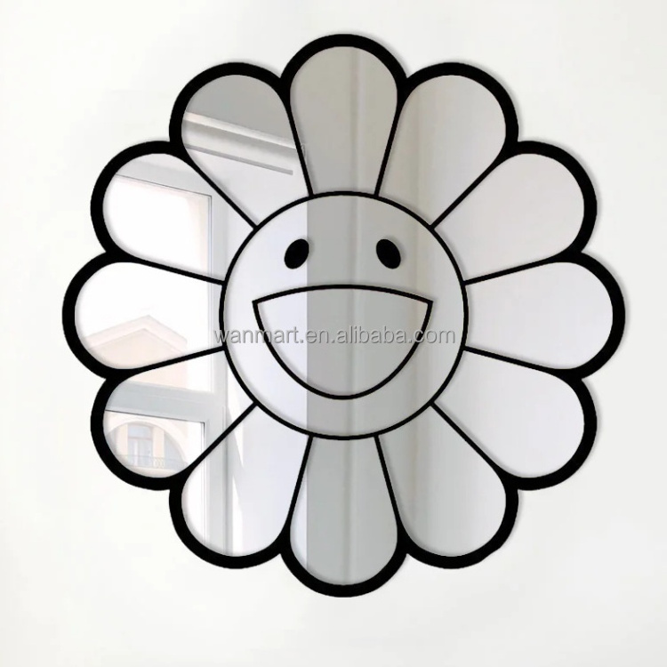 Customized Sunflower Mirror Acrylic Logo Printed Acrylic Mirror Decor Wall Sticker Adhesive