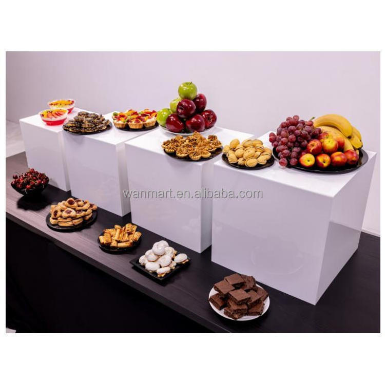 Acrylic Risers White Acrylic Buffet Food Display Premium Cube Display Nesting Pastry Acrylic Display Stand