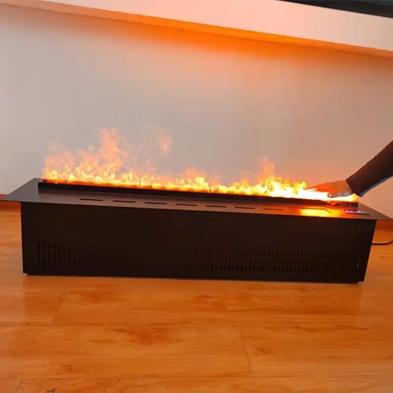 Voice controlled simulation of flame water vapor fireplace, temperature free 3D atomization electric fireplace