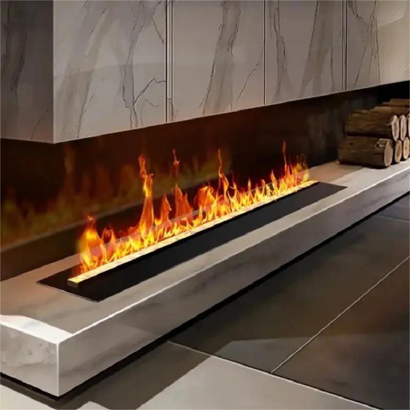 Voice controlled simulation of flame water vapor fireplace, temperature free 3D atomization electric fireplace