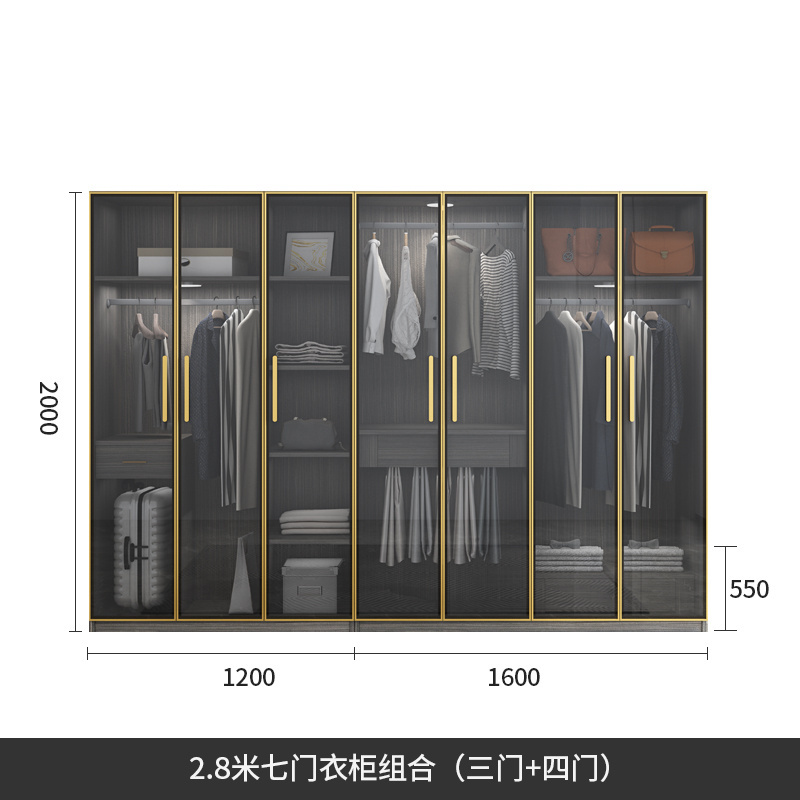 Modern Luxury Bedroom Wardrobe Cabinet space saving bedroom furniture Factory seller wardrobe cabinet Glass door wardrobe