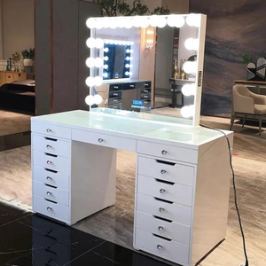 2024 Top Seller Contemporary Crushed Diamond Mirrored Vanity Table with 7 drawers Mirrored Dressing Table Dresser