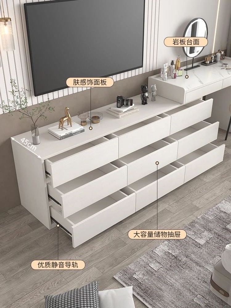 New Bedroom vanity Mirror table Makeup organizer Dressing table with drawers and Dressing table stool