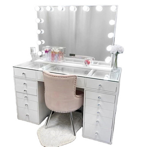 New Bedroom vanity Mirror table Makeup organizer Dressing table with drawers and Dressing table stool