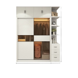 Wardrobes Bedroom Modern Sliding Wooden Wardrobe Storage Closet Wardrobes With Upper and Side Cabinets