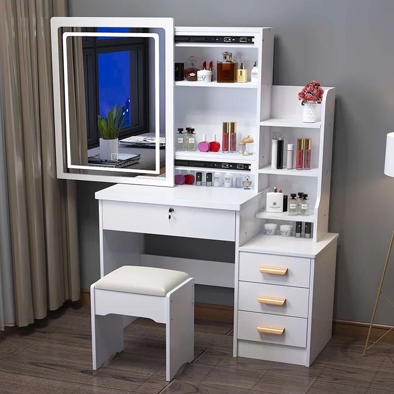 New Bedroom vanity Mirror table Makeup organizer Dressing table with drawers and Dressing table stool