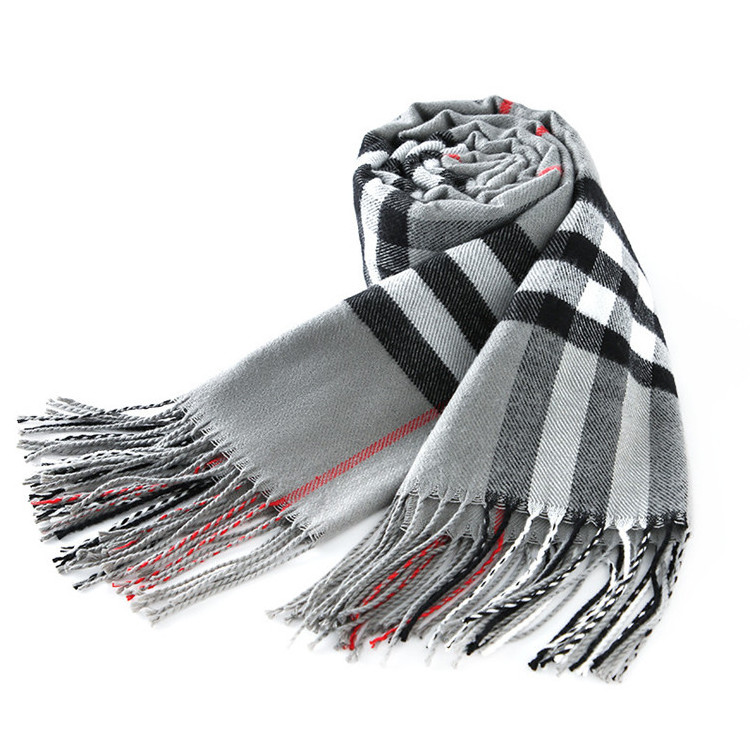 New British Style Luxury Famous Brands Fashion Women Winter Scarfs Warm Pashmina Tassel Shawl Cashmere Plaid Designer Scarf