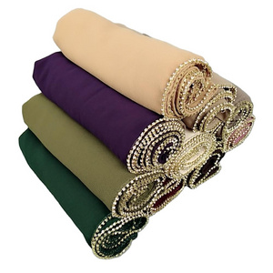 Bubble Chiffon Chain Glitter Hijab Diamond Rhinestone Scarves Muslim Plain Headband Fashion Scarf  Wraps Shawls