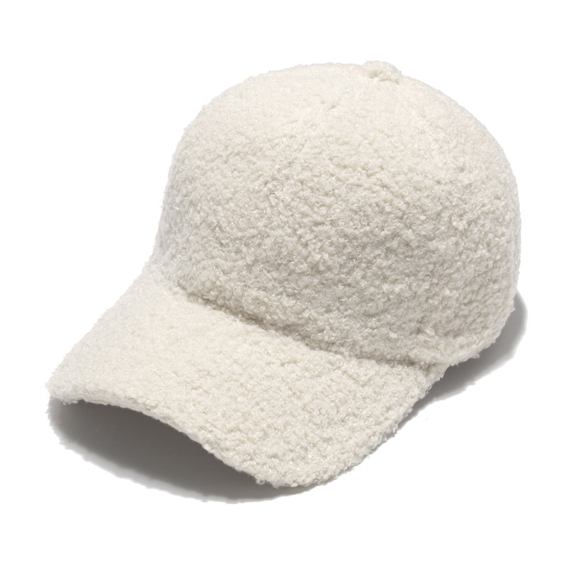 2022 New Arrive Hat Logo Embroidery Custom Faux Fur Plush Fluffy Lamb Wool Baseball Cap