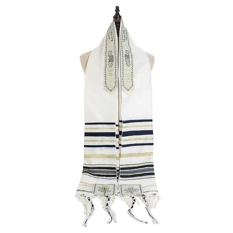 Custom Unisex Kosher Israel Muslim Jewish Talit Polyester Large Prayer Shawl With Bag