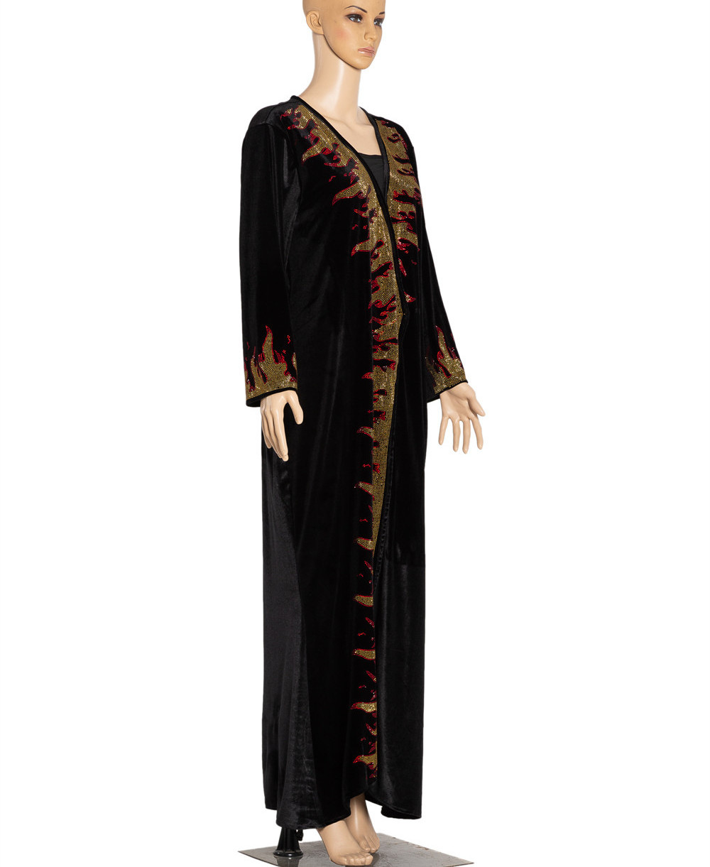 Factory Custom Luxury Muslim Abaya Velvet Long Dubai African Shimmer Rhinestone Women Islamic Dress Abaya