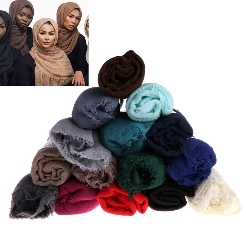 Hot products fashion style fantastic admirable plain color wholesale crinkle cotton hijab