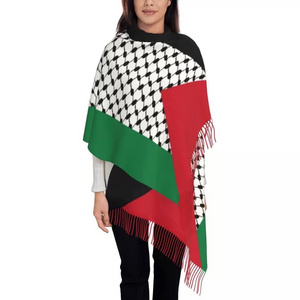 Hot Selling Women Winter Soft Scarfs Arab Long Prayer Scarf Shawl Wrap Palestine Flag Blanket Scarf