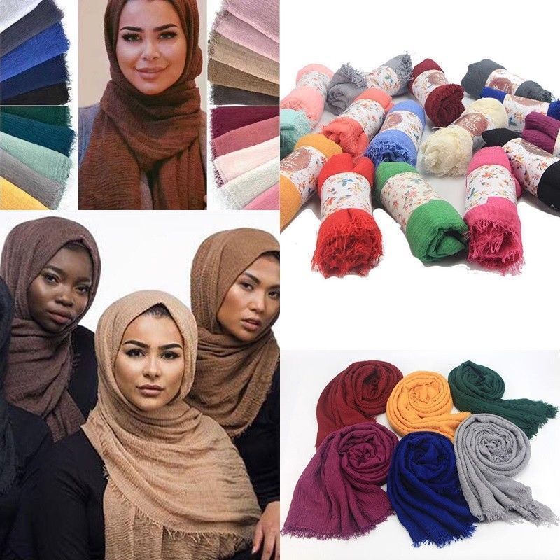 Hot products fashion style fantastic admirable plain color wholesale crinkle cotton hijab