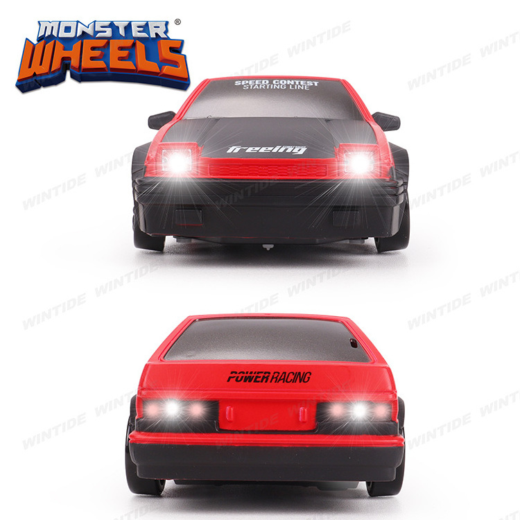 RC Car 2.4G 1:24 Drift 4WD Remote Control Drift Racing Car with Light 15km/h Race Car with Replaceable Tires and Obstacles