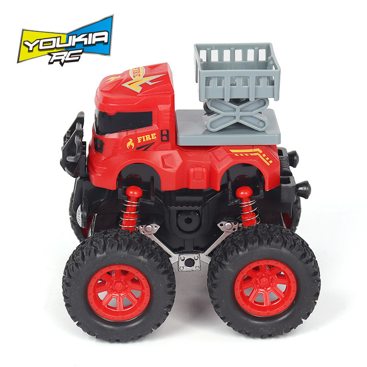 4WD Big Wheels PP Plastic Trucks Cars Friction Fire Truck Toy Vehicles Set 360 Stunt 3 Years Old For Children's Giftsts