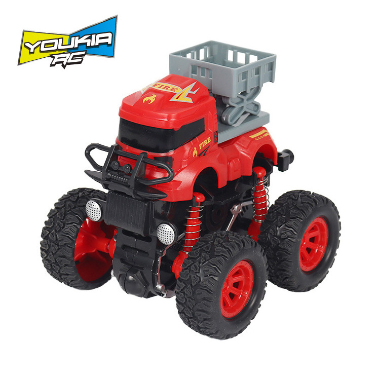 4WD Big Wheels PP Plastic Trucks Cars Friction Fire Truck Toy Vehicles Set 360 Stunt 3 Years Old For Children's Giftsts