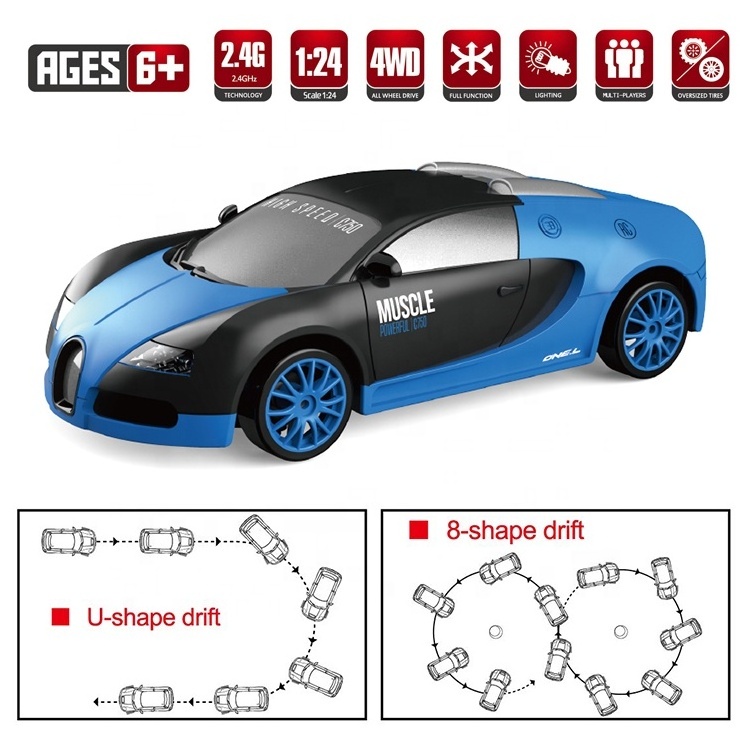 1:24 2.4G Radio Control Toys 4Ch Stunt Small 4X4 Tpr Wheel Racing With Led Light 15 Km/H Mini Rc Drift Car