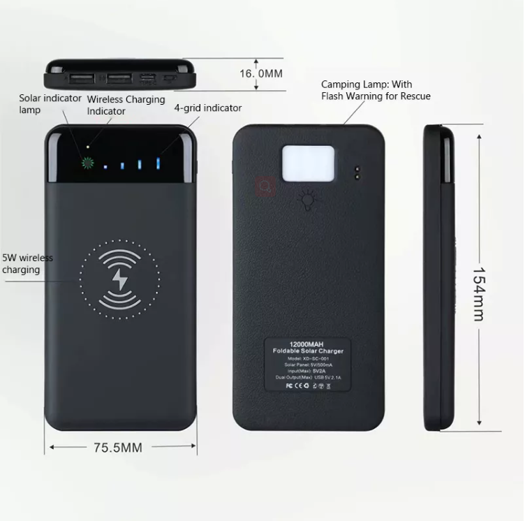 New 2023 Products Fast Charging Phone Charger Folding Solar Panels 20000mah Powerbank 10000mah Wireless Solar Panel Power Bank