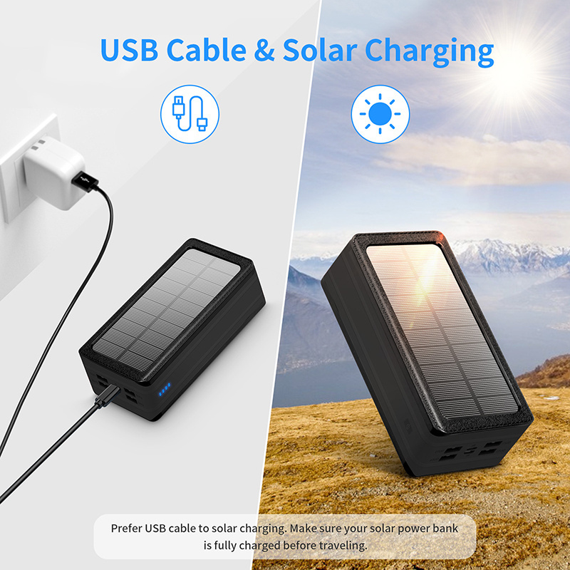 Trending Camping Ce Fast Charging Powerbank 30000mah Mobile Charger Usb Portable Waterproof 20000mah Solar Power Bank 50000mah