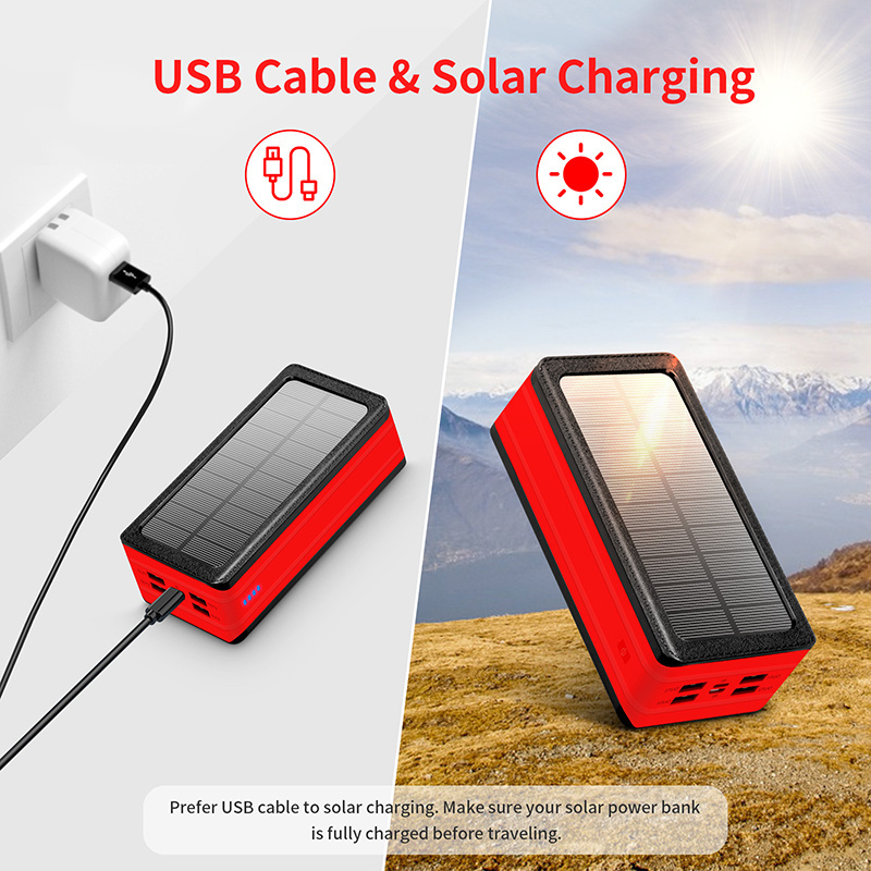 PSOOO 20000mAh 30000mAh 50000mAh Portable Solar Charger IP66 Waterproof Solar Power Bank