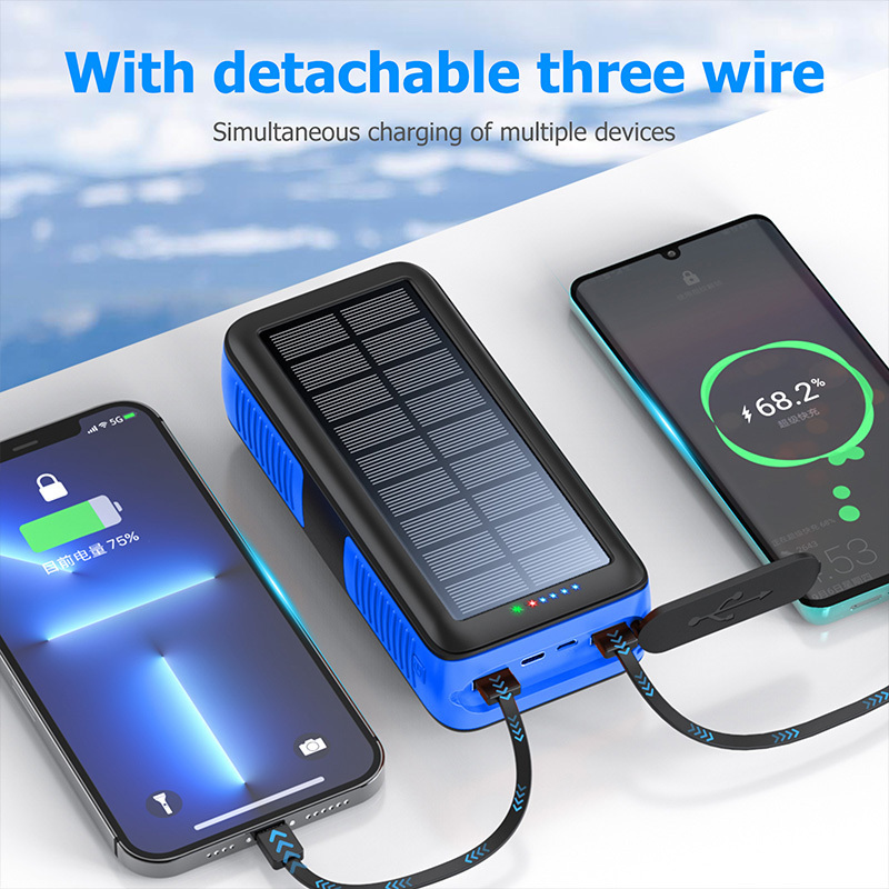 Portable Charger Power Bank with Flashlight 2.1A Fast Charging Hand Crank Solar Power Bank