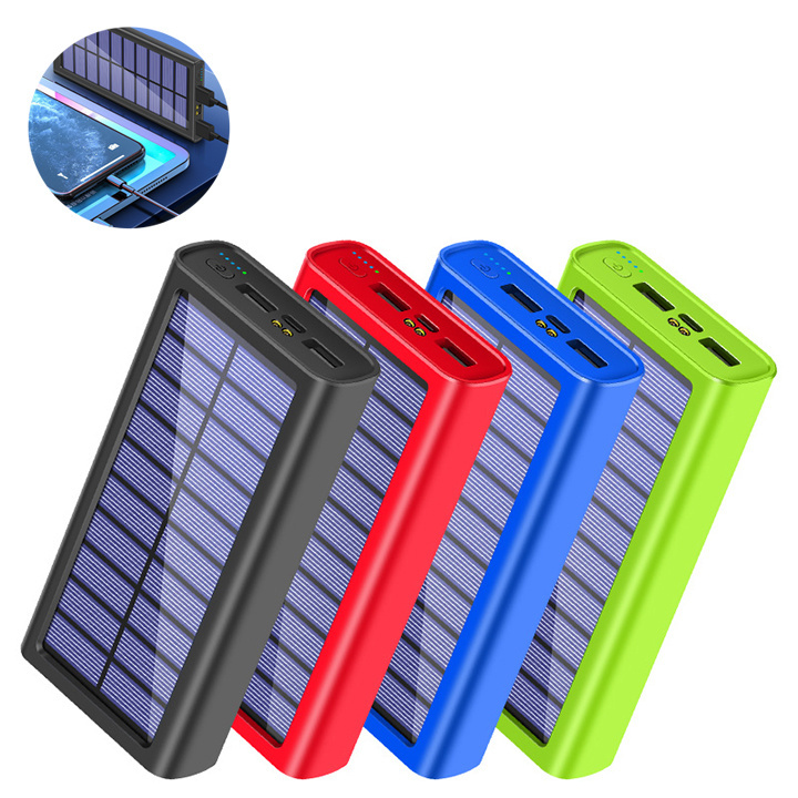 Waterproof 20000mah Solar Power Bank with Flashlight Fast Charging Solar Charger for Mobile Phone