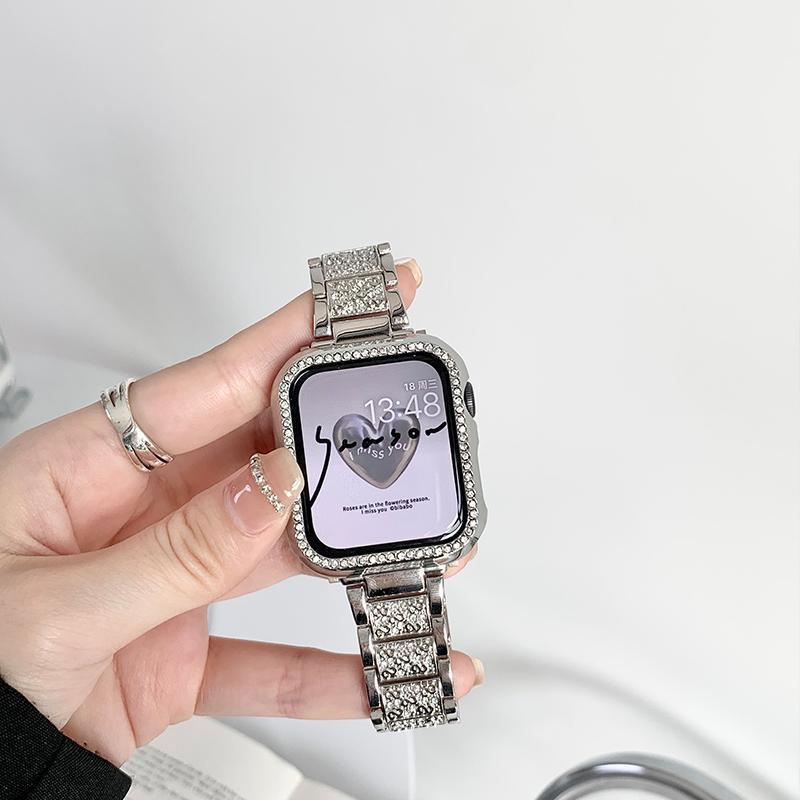 Creative trendy brand Set with rhinestone Stainless steel smartwatch strap for Apple watch