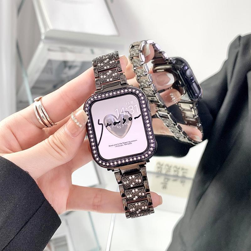 Creative trendy brand Set with rhinestone Stainless steel smartwatch strap for Apple watch