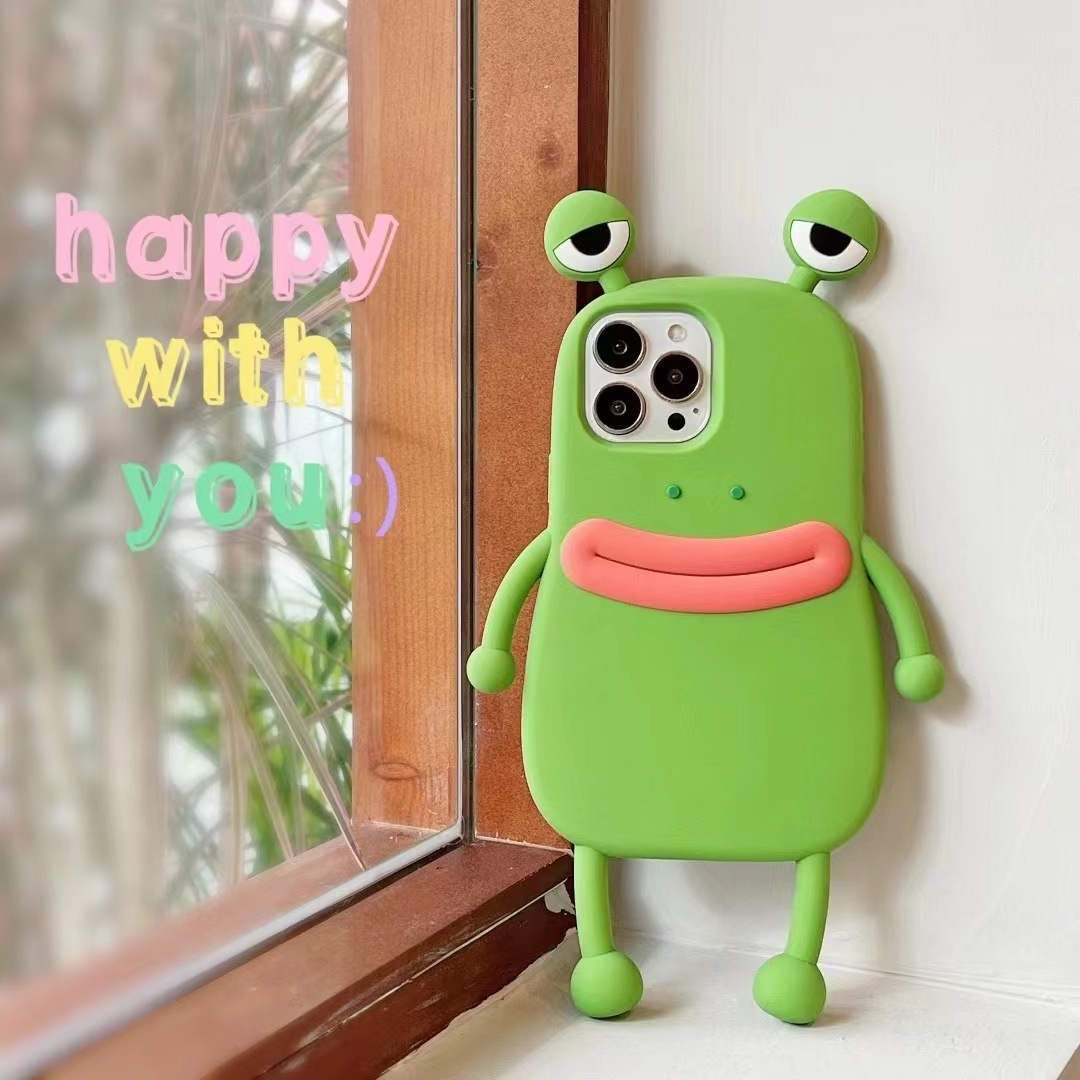 Creative Cute Cartoon Funny 3D The Frog Prince soft silicone phone case for iphone 12 13 14 15 plus/pro/pro max