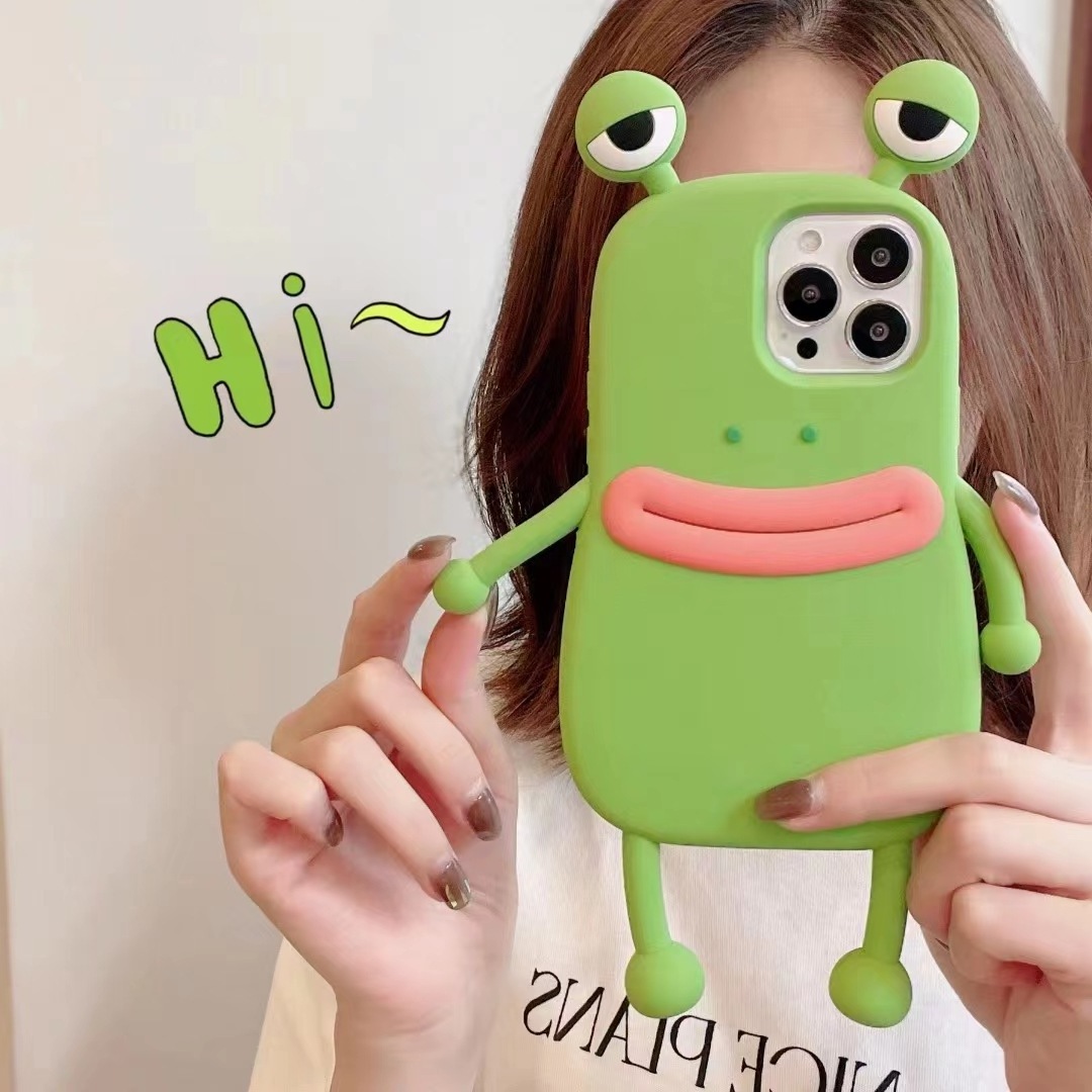 Creative Cute Cartoon Funny 3D The Frog Prince soft silicone phone case for iphone 12 13 14 15 plus/pro/pro max