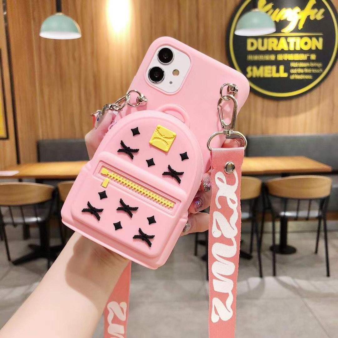 Luxury Girl Zipper Wallet Purse Bag Designer Silicone Crossbody Cell Phone Case For Iphone15promax 14pro for Samsung S23ultra