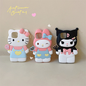 Popular Cute Cartoon 3D Kitty Kuromi soft silicone phone case for iphone 11 12 13 14 15 plus/pro/pro max